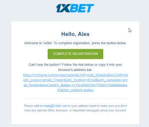 Регистрация на 1xBet